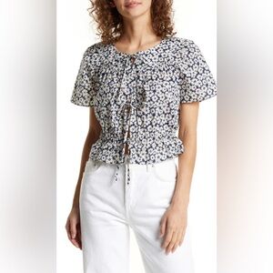 & Other Stories Floral Tie Front Blouse